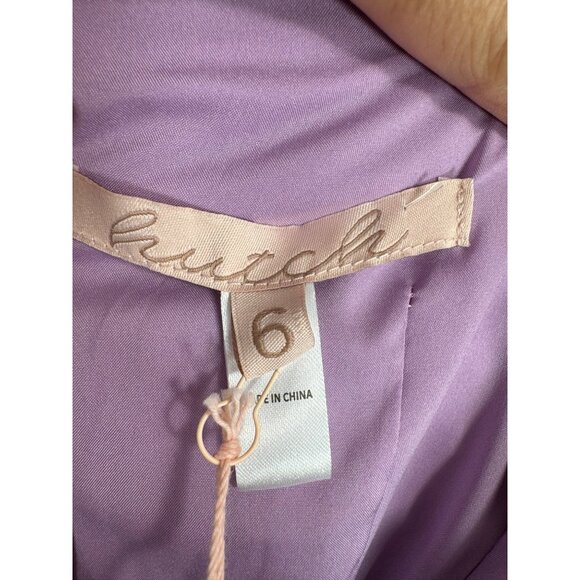 Anthropologie Hutch Ruched Wren off the shoulder Mini Dress lilac sz 6 - Picture 3 of 11